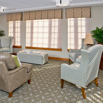 Moravian Hall Square Common Area Is Attractive and Functional project by Kuhns and Heller Custom Window Treatment